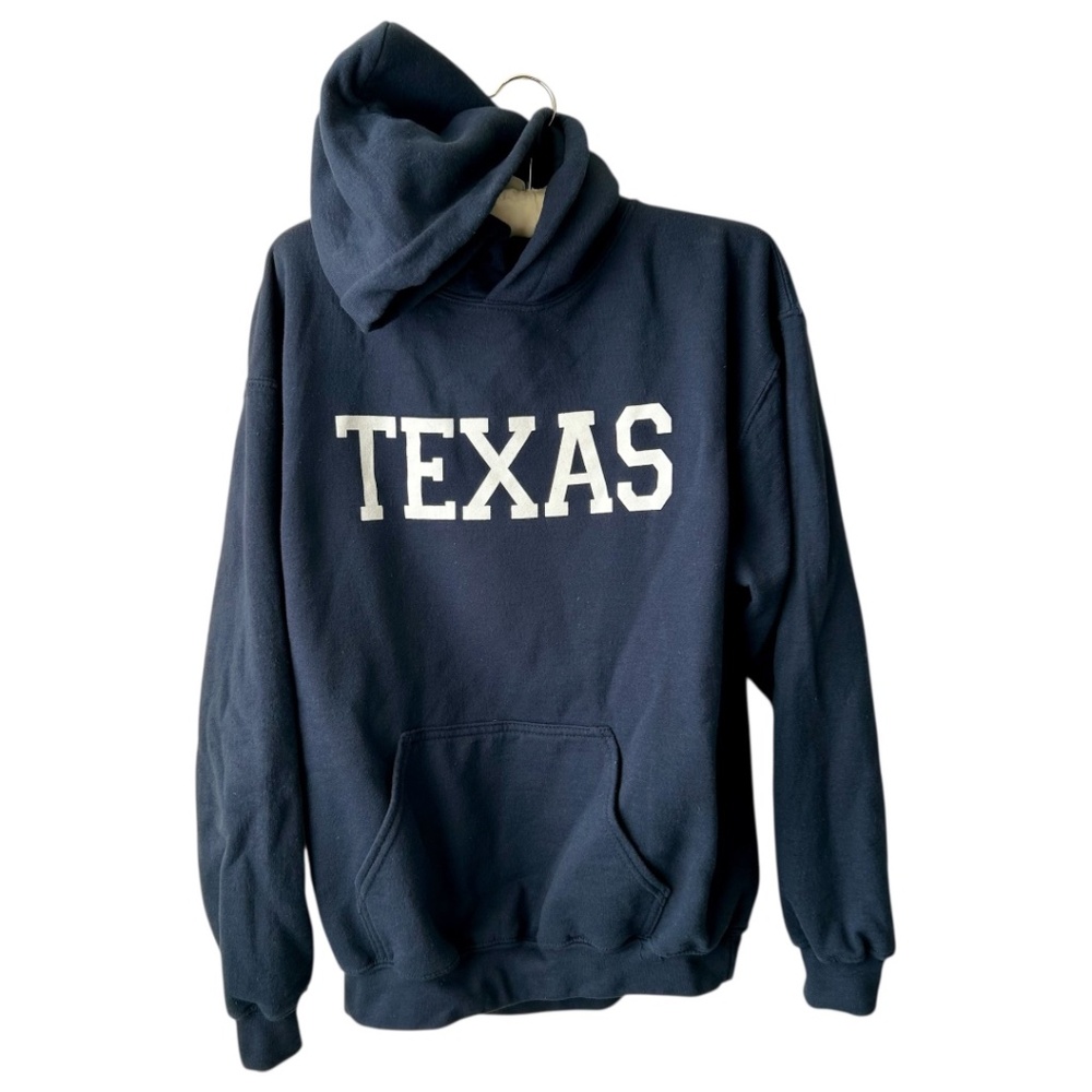 Texas Hoodie Sweatshirt Long Sleeve Navy Blue White Logo Size Medium